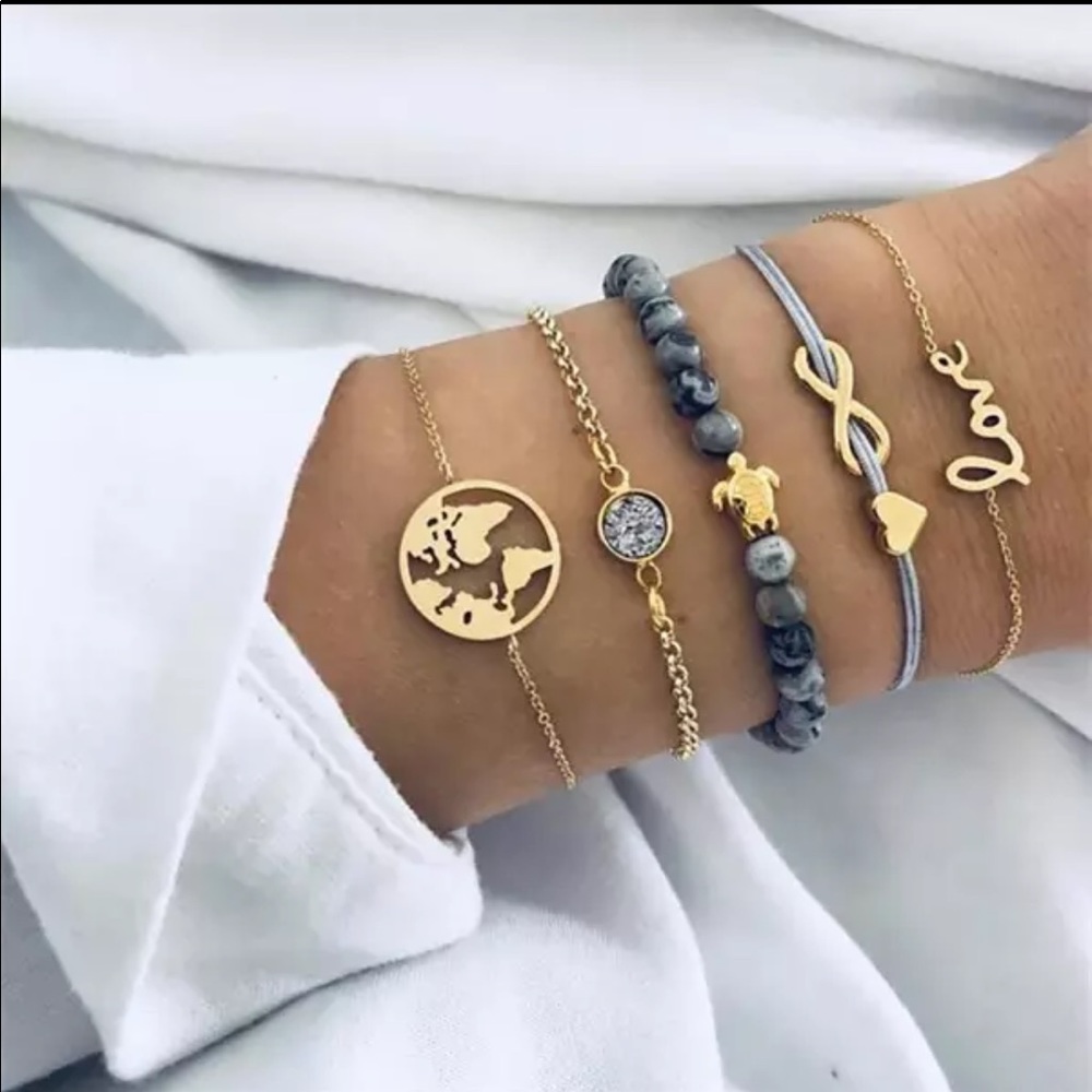‘Florence’ boho rose gold beaded bracelet set